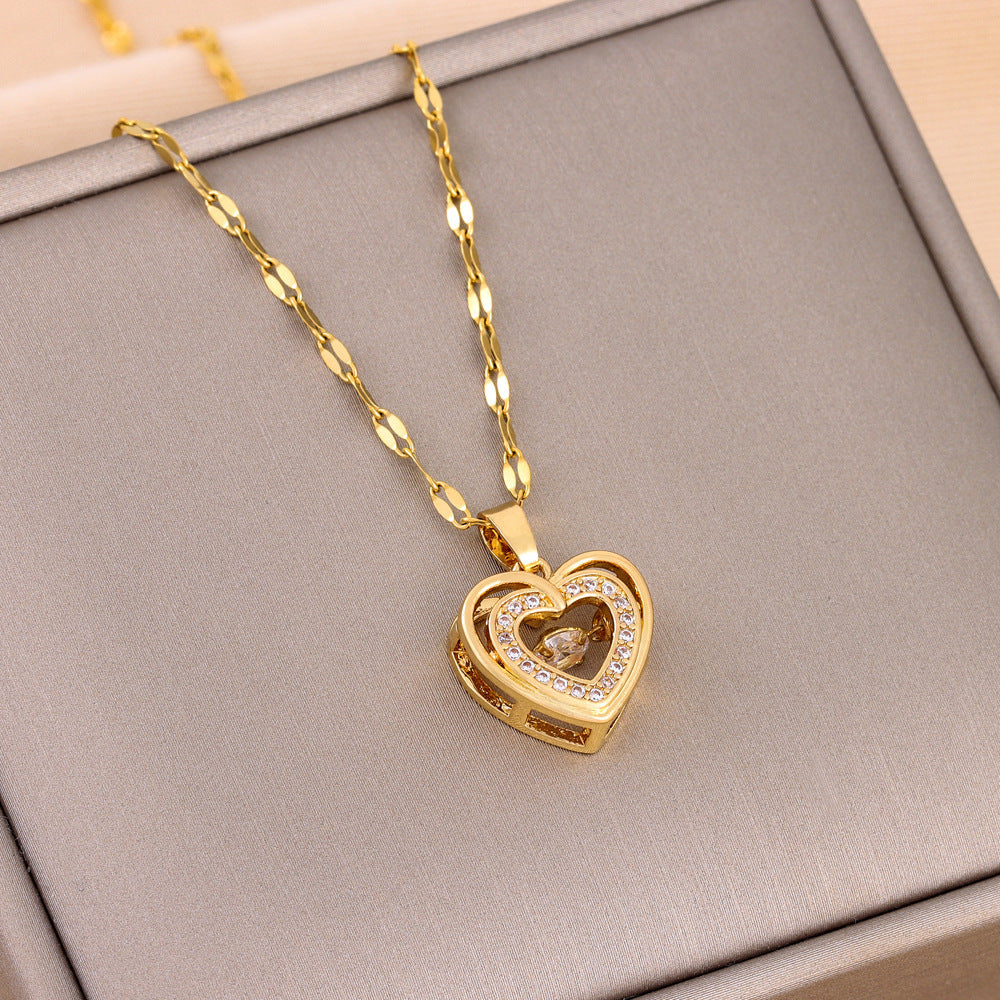 Rhinestone Titanium Steel Pendant – Unisex Necklace - zenton