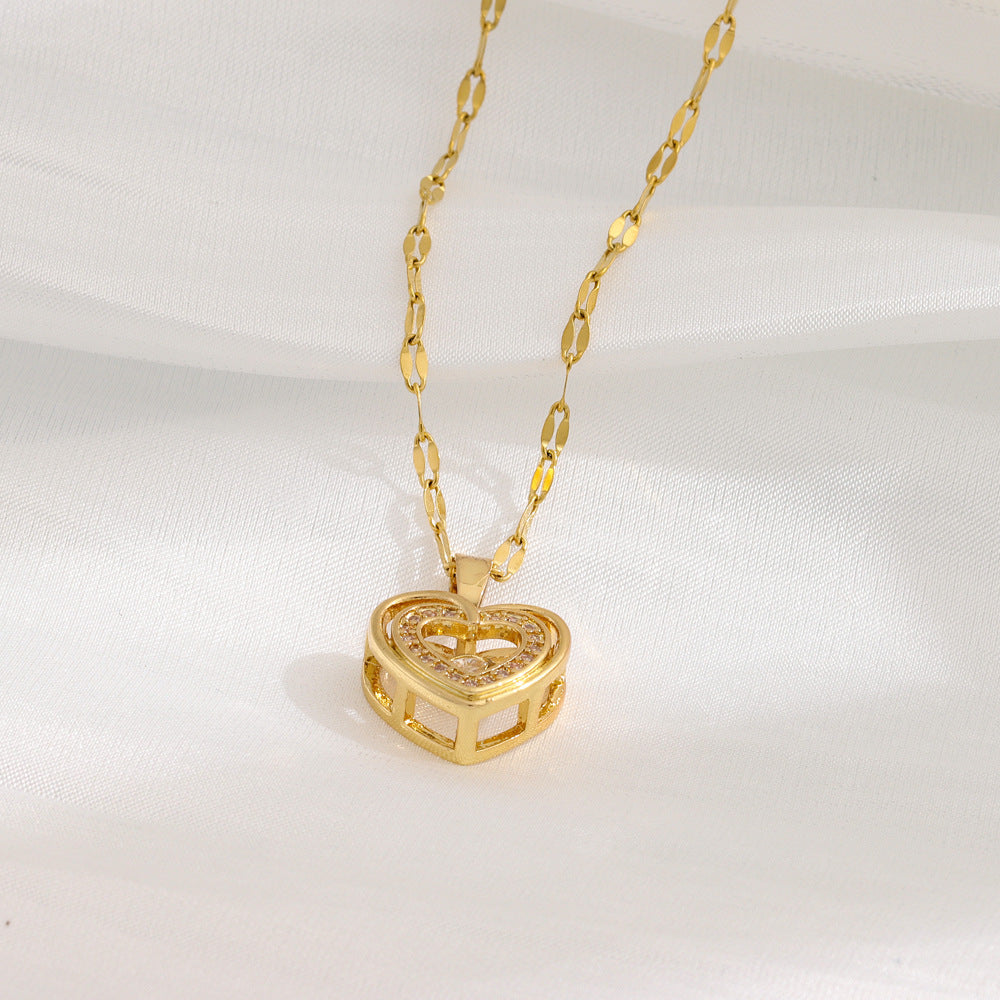 Rhinestone Titanium Steel Pendant – Unisex Necklace - zenton