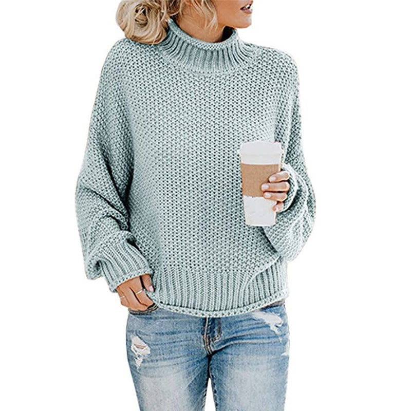 Thick Knit Turtleneck Cardigan Pullover for Women - zenton