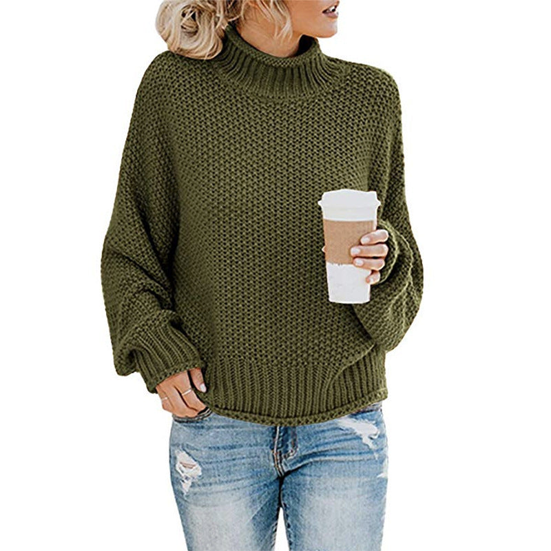 Thick Knit Turtleneck Cardigan Pullover for Women - zenton