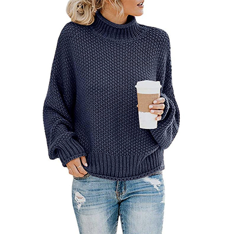 Thick Knit Turtleneck Cardigan Pullover for Women - zenton