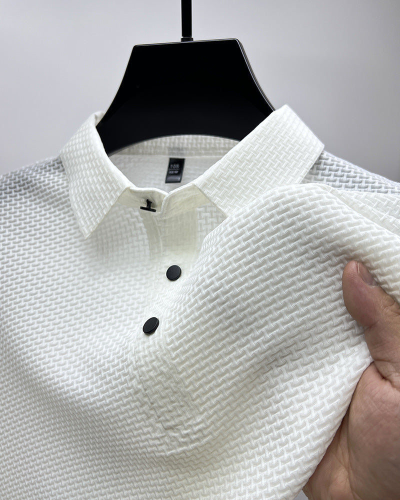 Mesh Ice Silk Short Sleeve T-shirt Mens Clothing - zenton