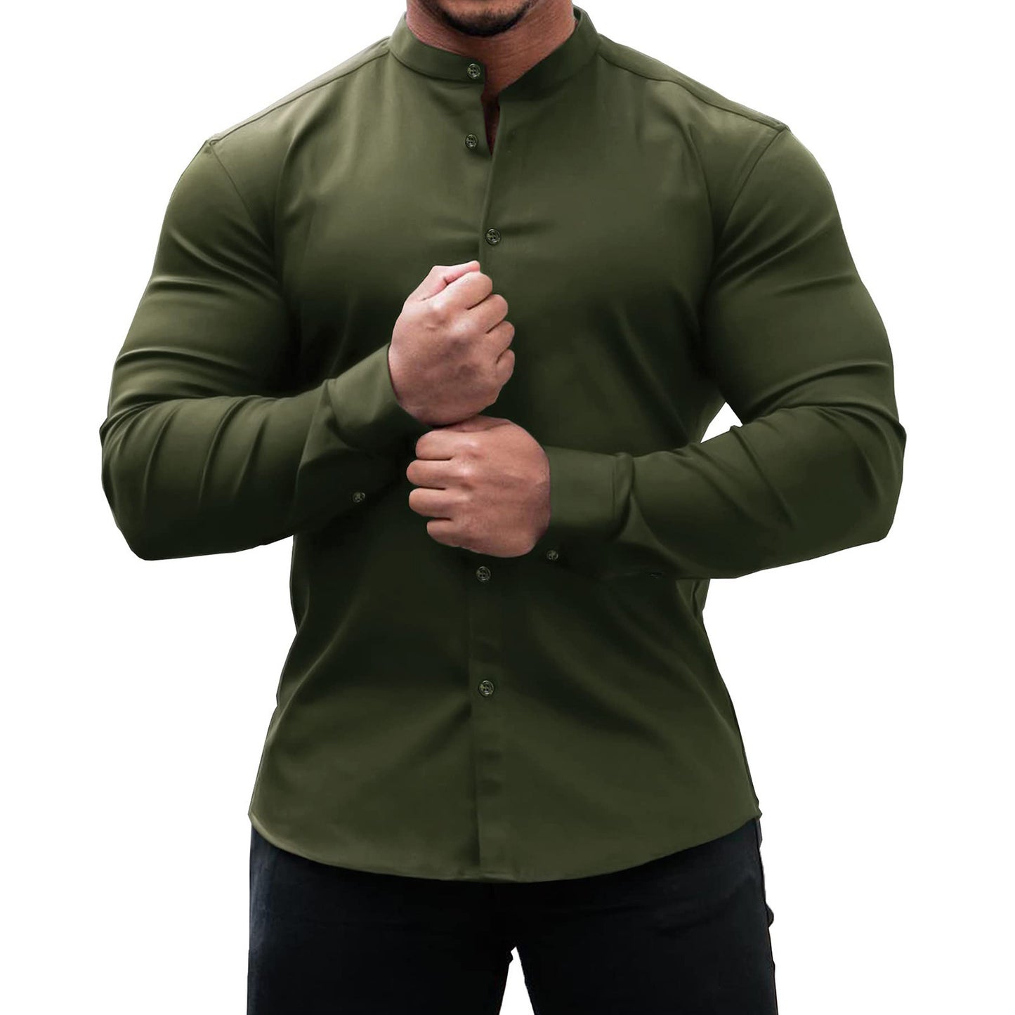 Men’s Slim Fit Long Sleeve Button-Down Shirt - zenton