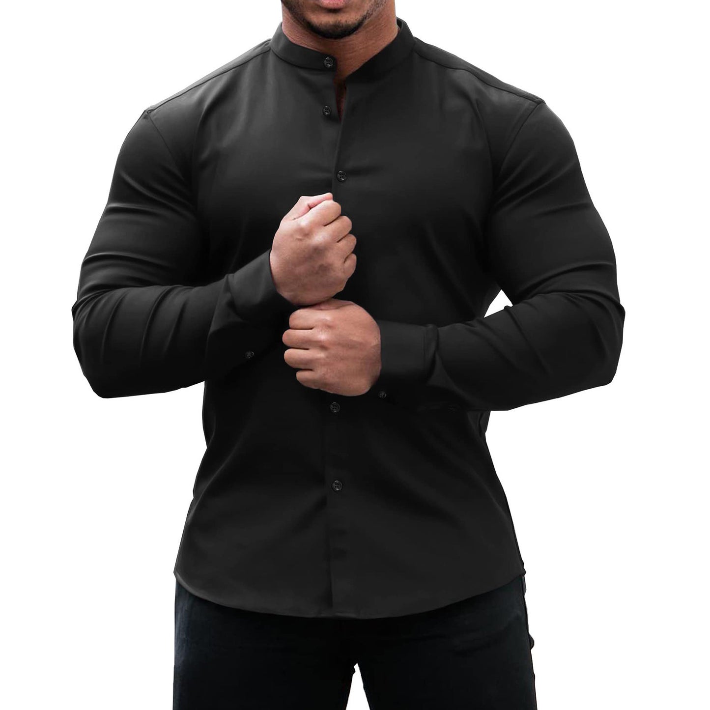 Men’s Slim Fit Long Sleeve Button-Down Shirt - zenton
