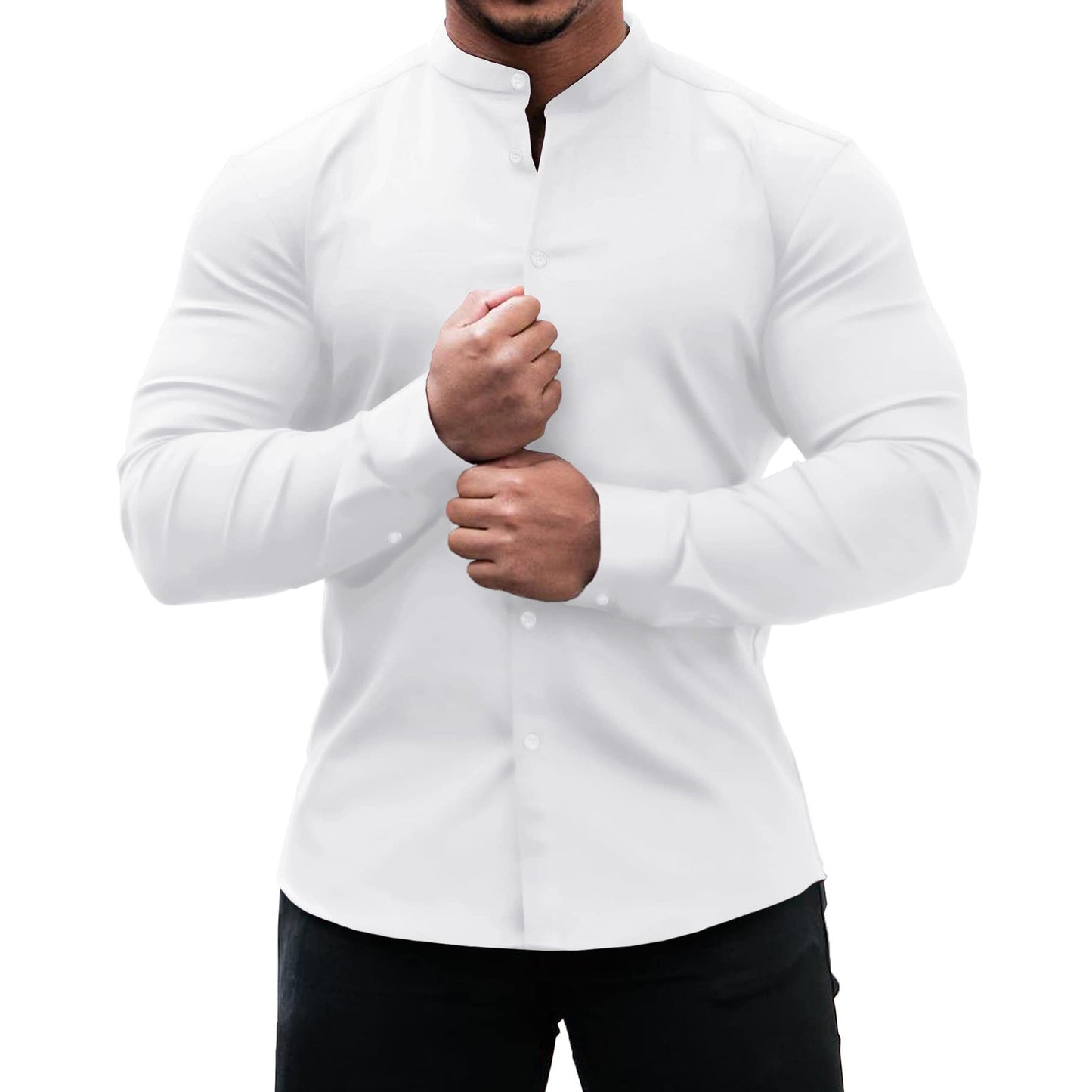 Men’s Slim Fit Long Sleeve Button-Down Shirt - zenton