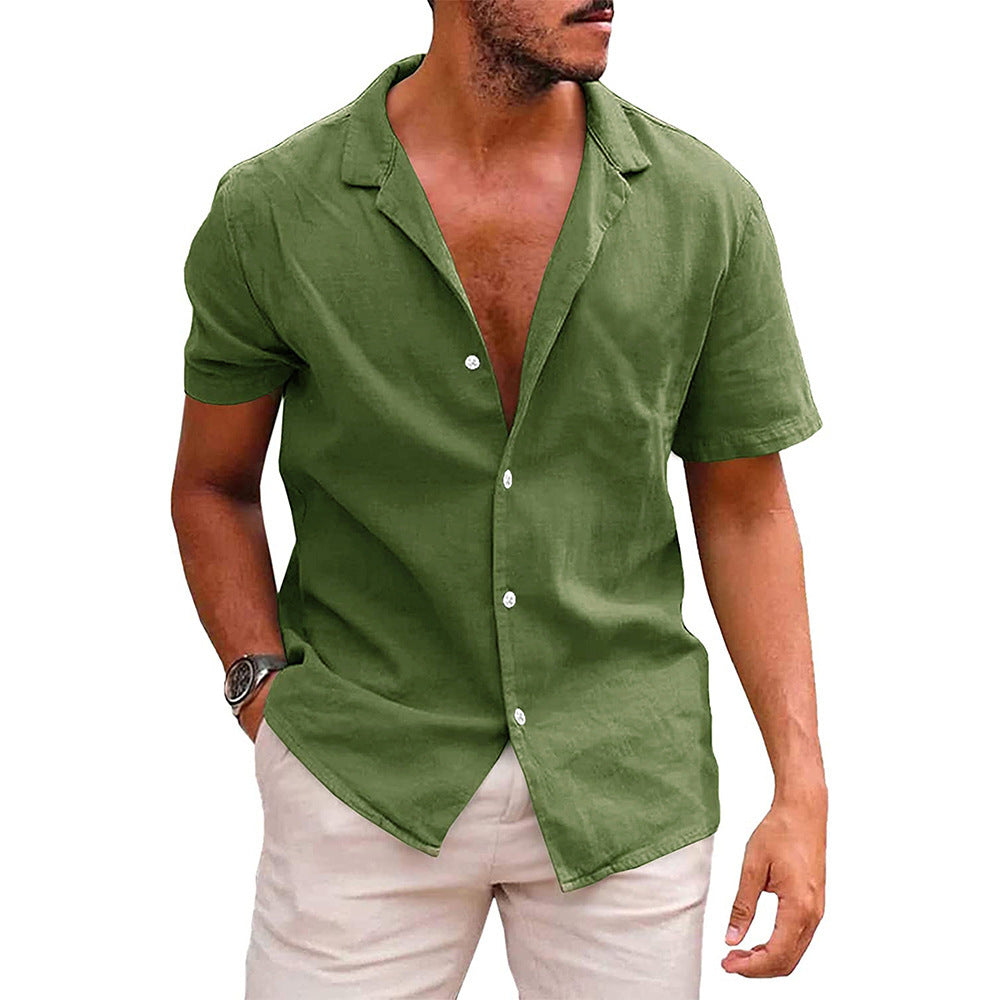 Men’s Casual Short Sleeve Button-Down Beach Shirt - zenton