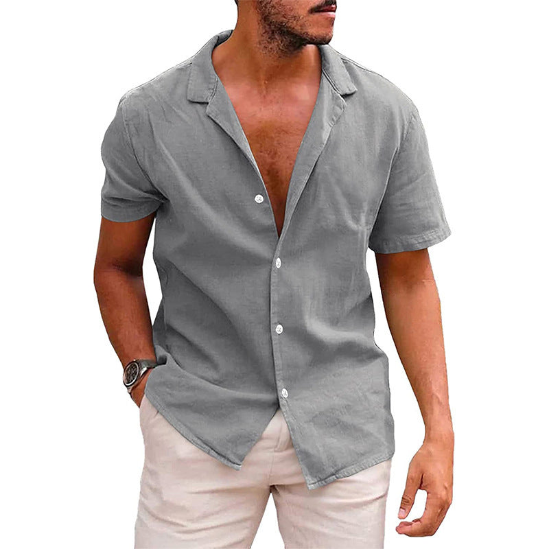 Men’s Casual Short Sleeve Button-Down Beach Shirt - zenton