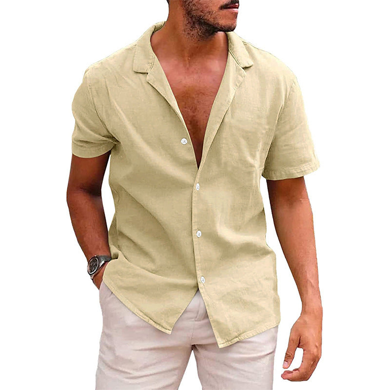 Men’s Casual Short Sleeve Button-Down Beach Shirt - zenton