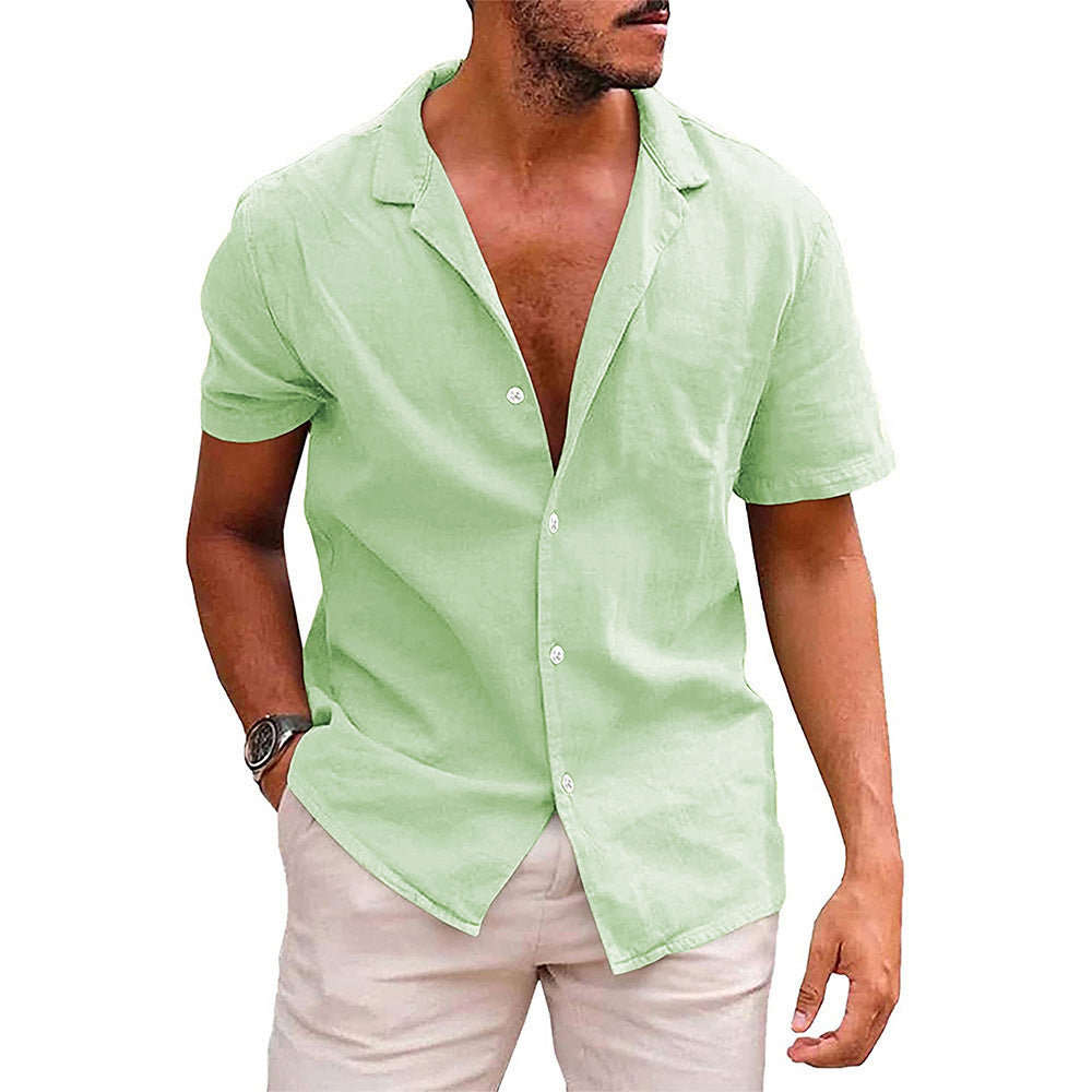 Men’s Casual Short Sleeve Button-Down Beach Shirt - zenton