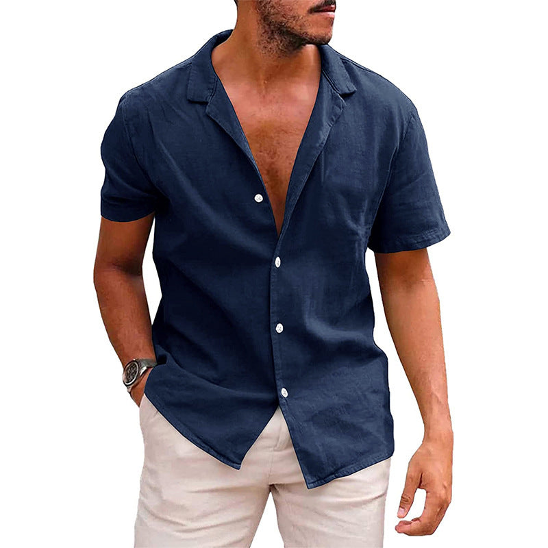 Men’s Casual Short Sleeve Button-Down Beach Shirt - zenton