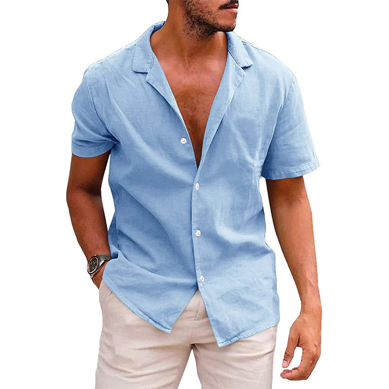 Men’s Casual Short Sleeve Button-Down Beach Shirt - zenton