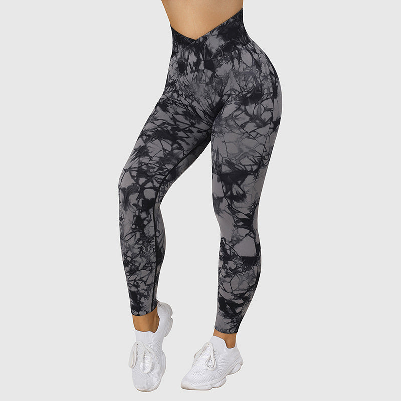 Women’s Seamless Tie-Dye Push-Up Leggings – High Waist Yoga & Fitness Gym Pants - zenton