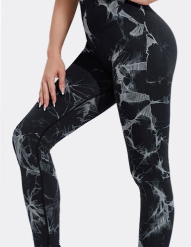 Women’s Seamless Tie-Dye Push-Up Leggings – High Waist Yoga & Fitness Gym Pants - zenton