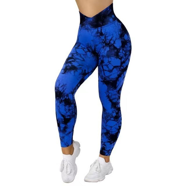 Women’s Seamless Tie-Dye Push-Up Leggings – High Waist Yoga & Fitness Gym Pants - zenton