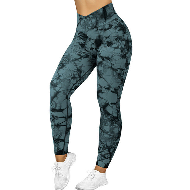 Women’s Seamless Tie-Dye Push-Up Leggings – High Waist Yoga & Fitness Gym Pants - zenton