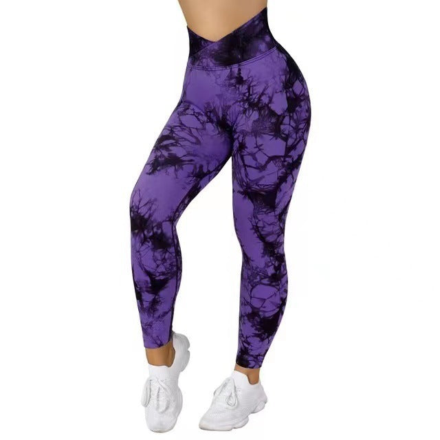 Women’s Seamless Tie-Dye Push-Up Leggings – High Waist Yoga & Fitness Gym Pants - zenton