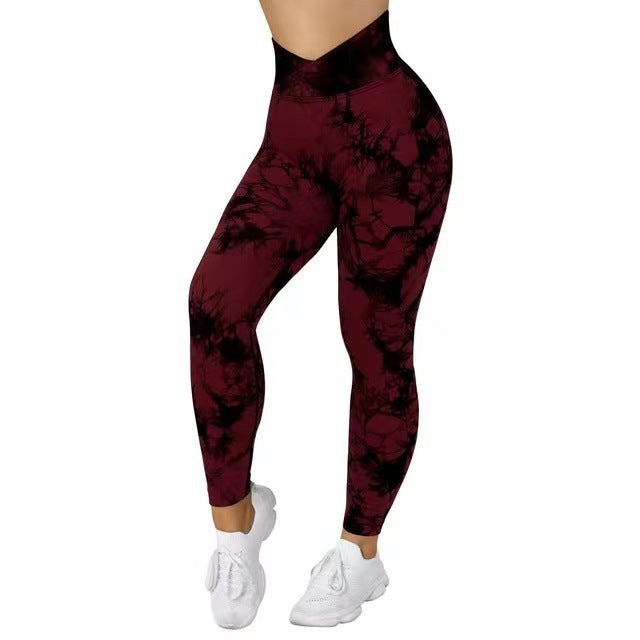Women’s Seamless Tie-Dye Push-Up Leggings – High Waist Yoga & Fitness Gym Pants - zenton