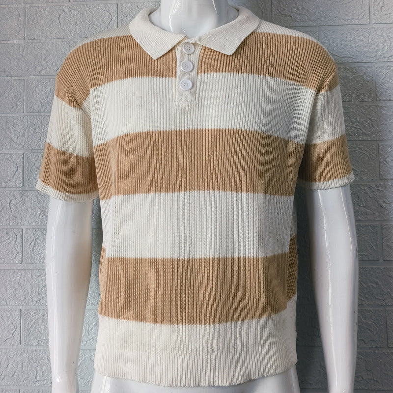 Men’s Summer Lapel Sweater – Short Sleeve Fashion Top - zenton