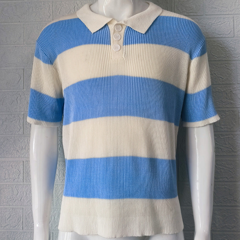 Men’s Summer Lapel Sweater – Short Sleeve Fashion Top - zenton