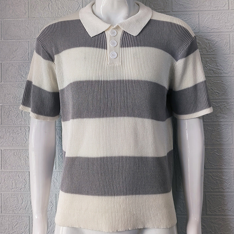 Men’s Summer Lapel Sweater – Short Sleeve Fashion Top - zenton