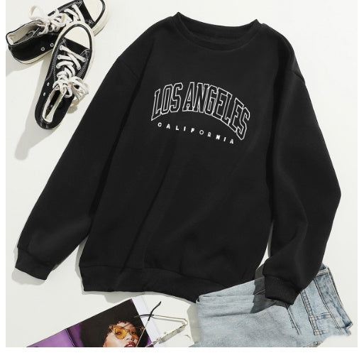 Los Angeles Letter Print Crew Neck Sweatshirt - zenton