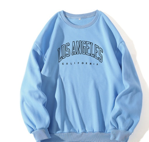 Los Angeles Letter Print Crew Neck Sweatshirt - zenton