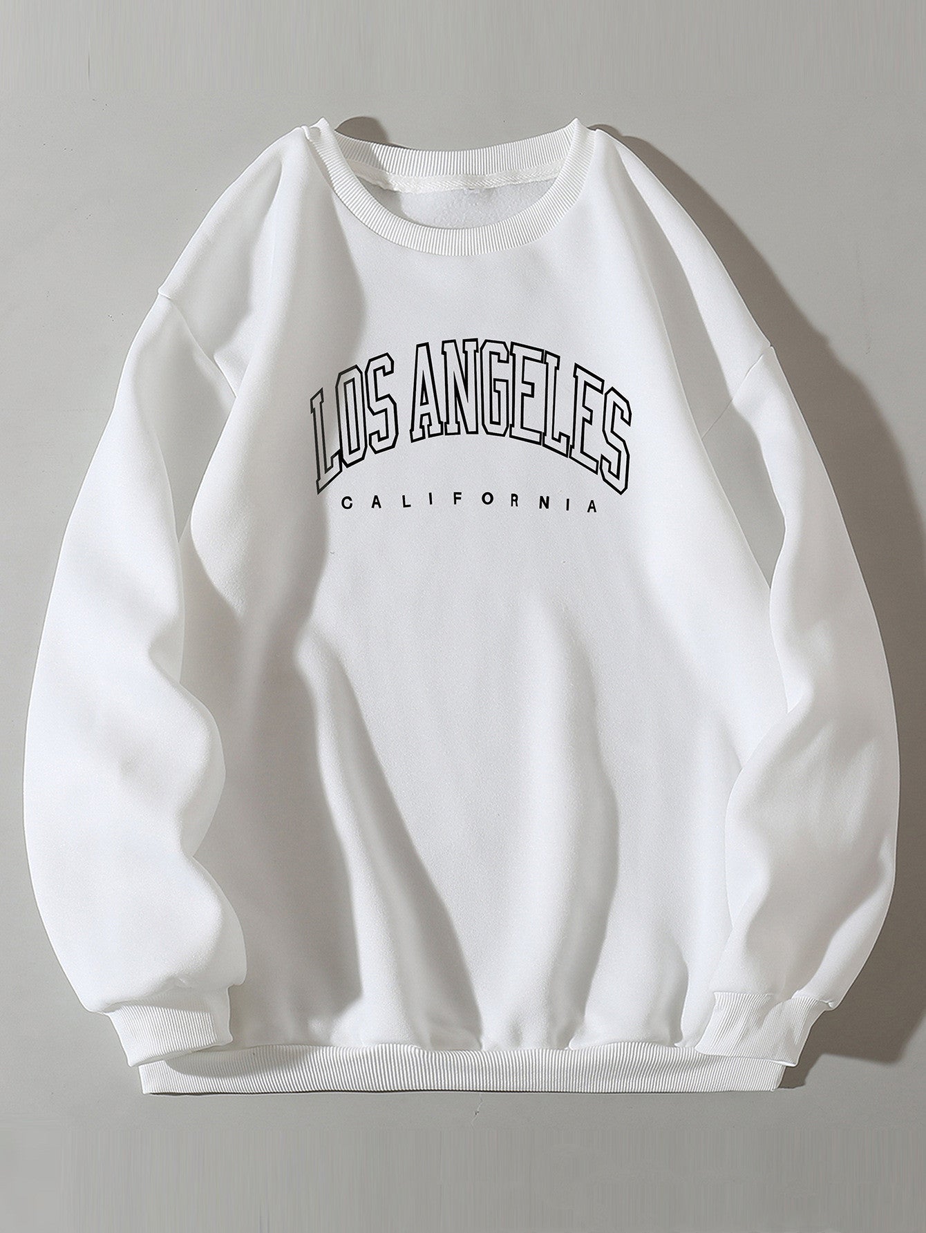 Los Angeles Letter Print Crew Neck Sweatshirt - zenton