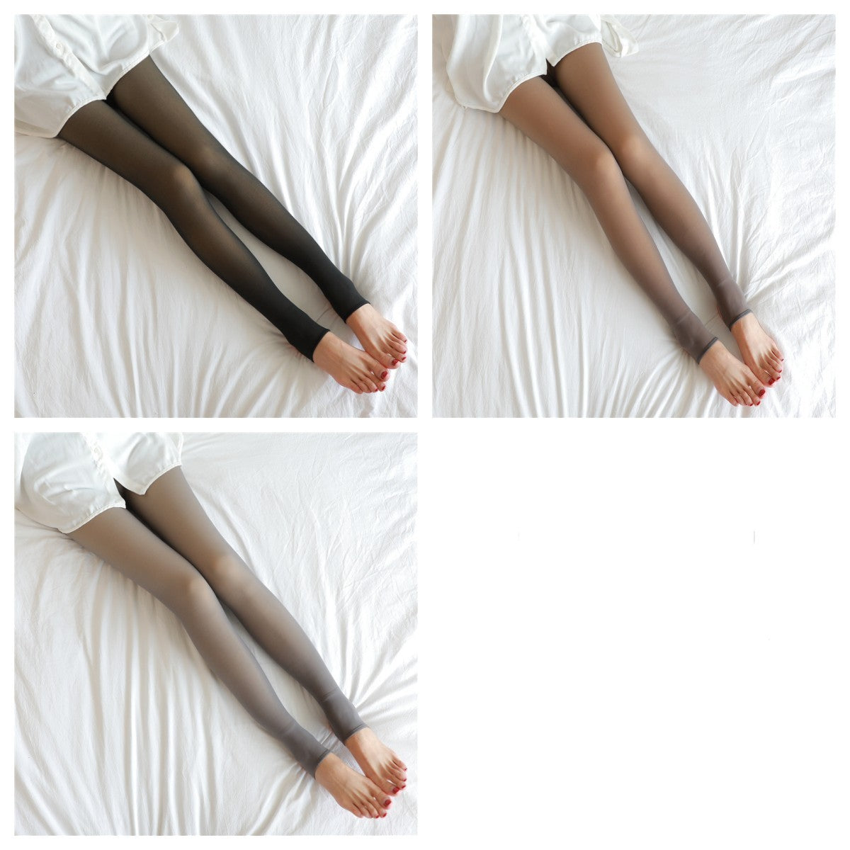 Fake Translucent Fleece Lined Plus Size Winter Tights - zenton