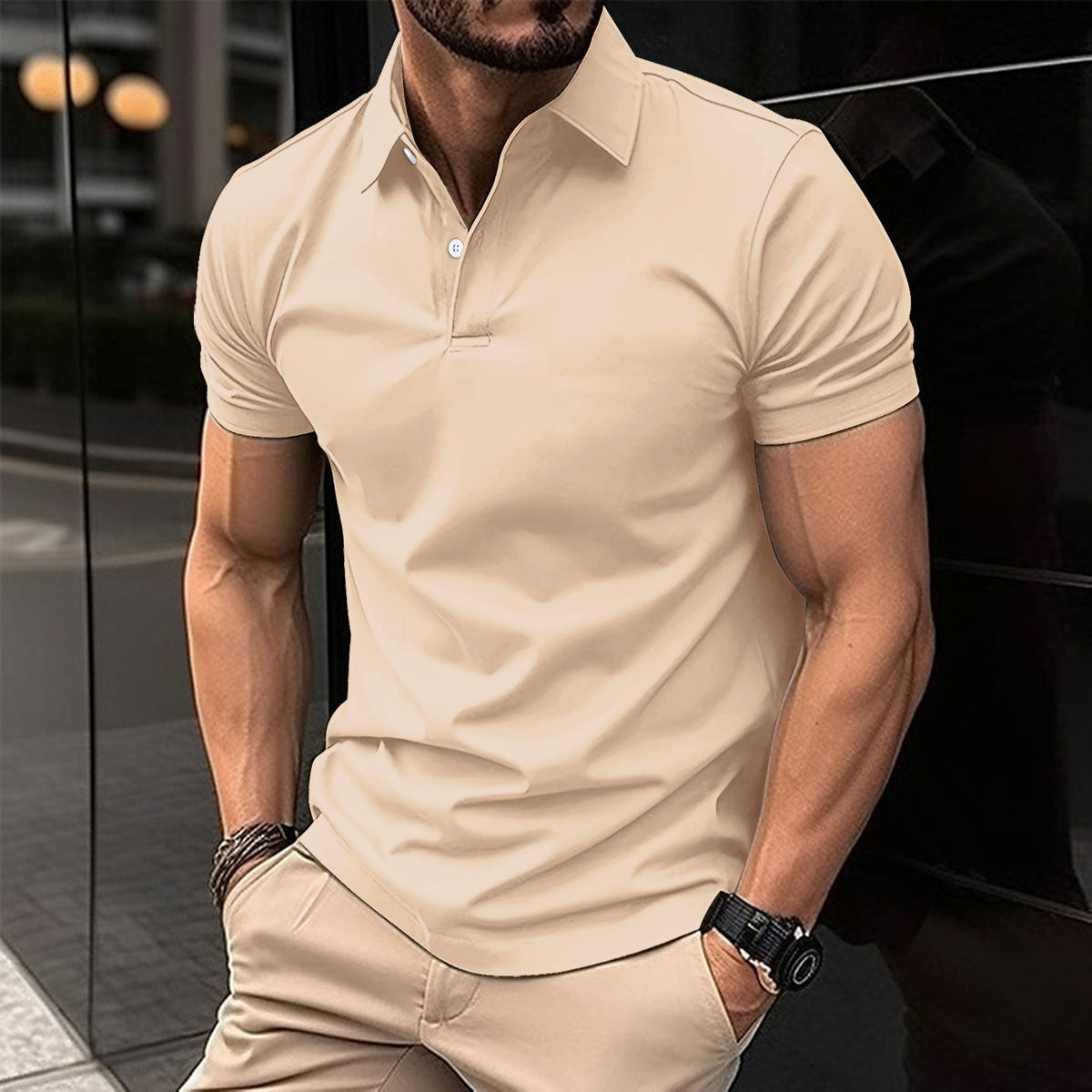 Men’s Summer Polo Shirt – Solid Color Short Sleeve - zenton