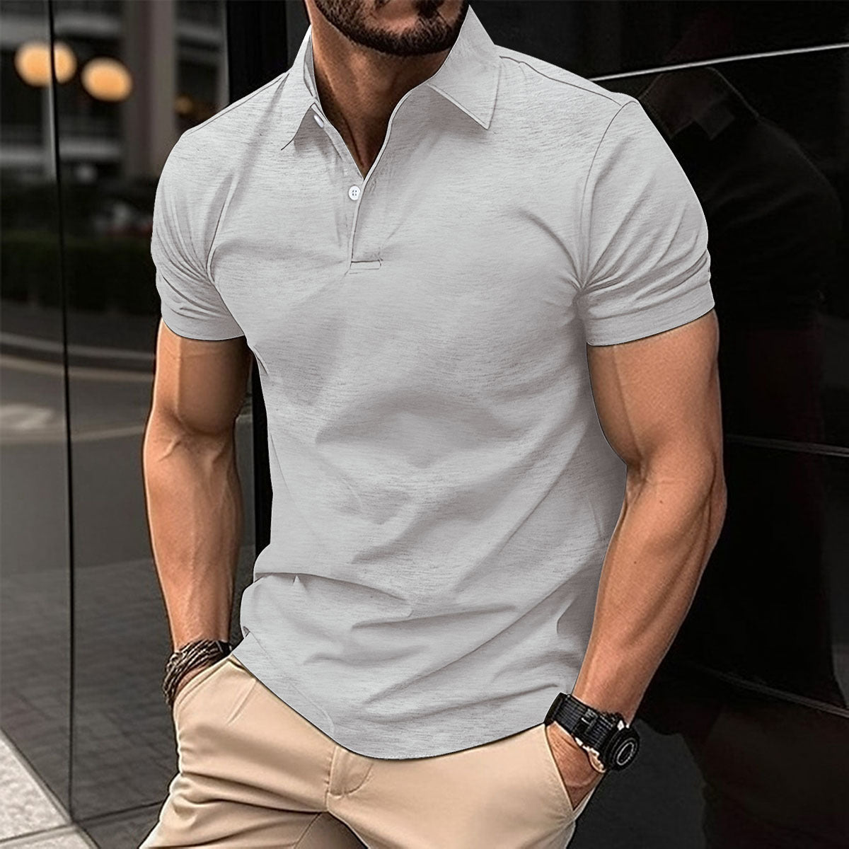 Men’s Summer Polo Shirt – Solid Color Short Sleeve - zenton