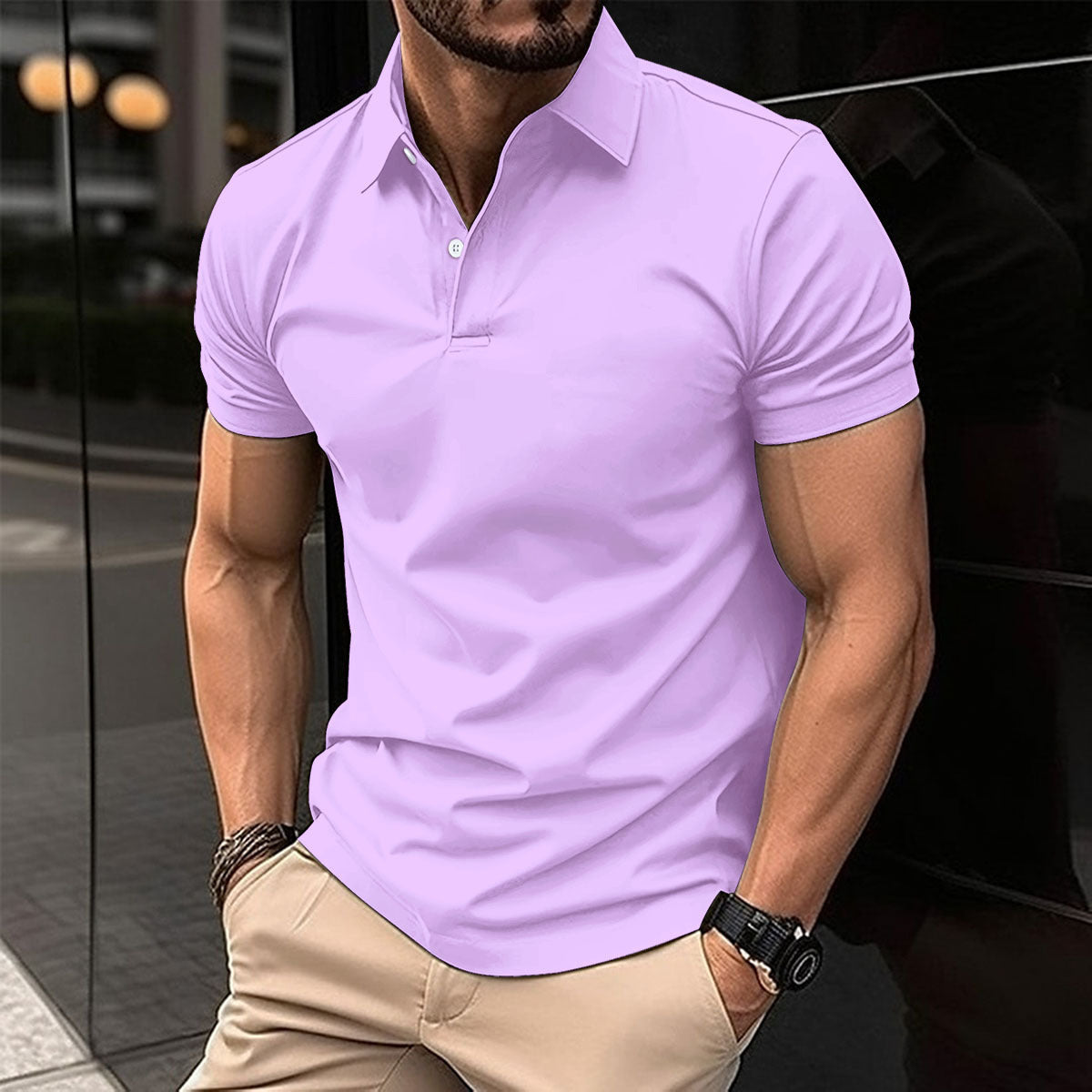 Men’s Summer Polo Shirt – Solid Color Short Sleeve - zenton