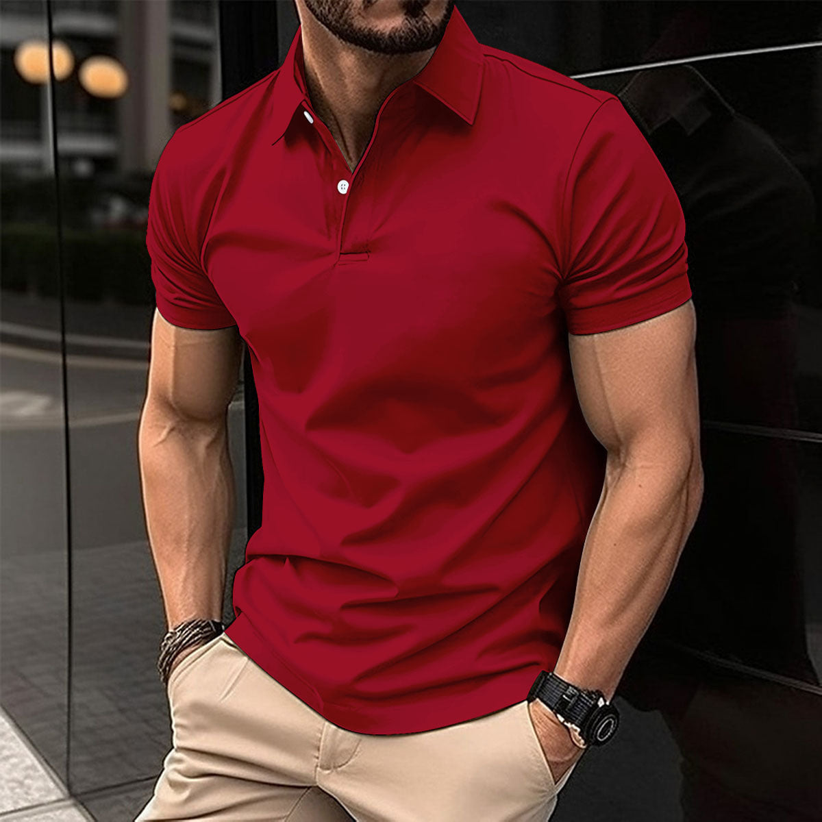 Men’s Summer Polo Shirt – Solid Color Short Sleeve - zenton