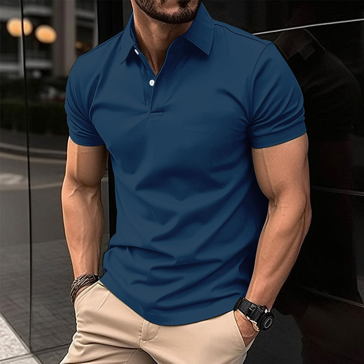 Men’s Summer Polo Shirt – Solid Color Short Sleeve - zenton