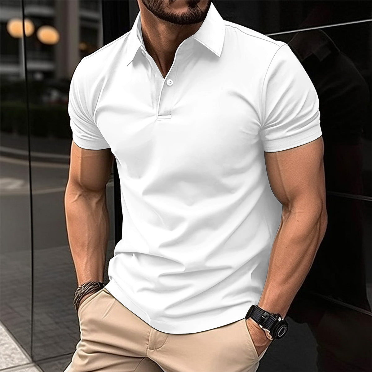 Men’s Summer Polo Shirt – Solid Color Short Sleeve - zenton