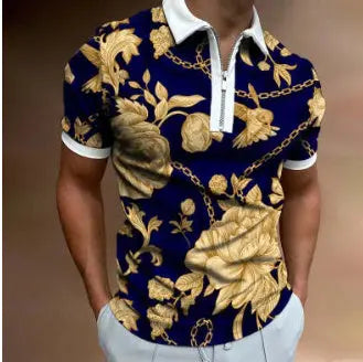 Men’s Striped Polo Shirt – Short Sleeve Lapel Tee - zenton