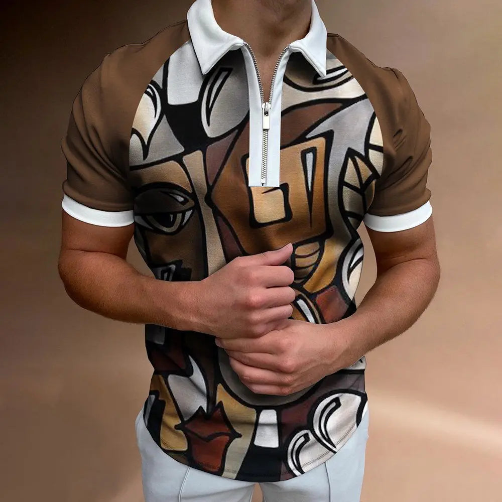 Men’s Striped Polo Shirt – Short Sleeve Lapel Tee - zenton