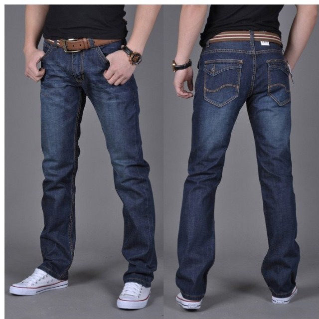 Men’s Straight-Leg Denim Pants – Trendy Long Jeans - zenton