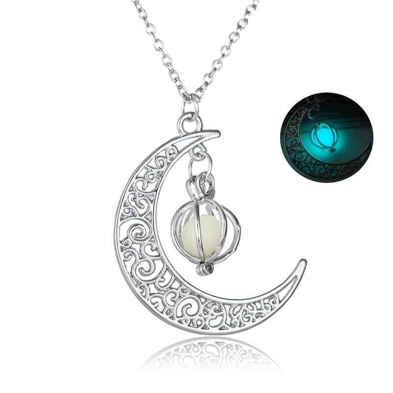 Luminous Moon Pendant Necklace – Glow in the Dark - zenton