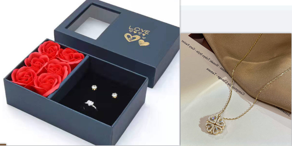 Retro Magnetic Heart Pendant – Four Leaf Clover Necklace - zenton