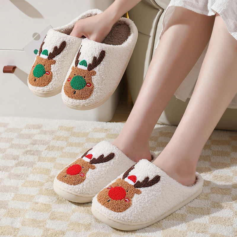 Christmas Home Elk Slippers - zenton