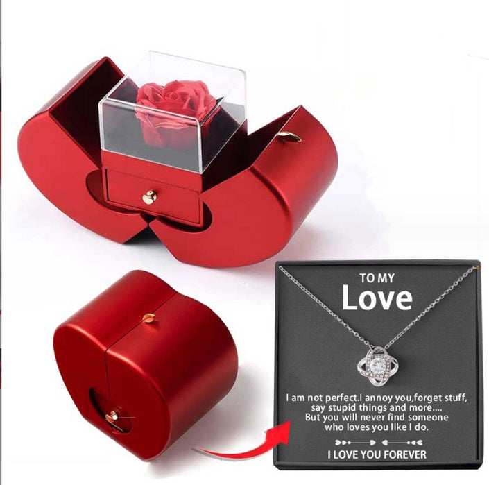 Clover Clavicle Necklace with Eternal Rose Gift Box - zenton
