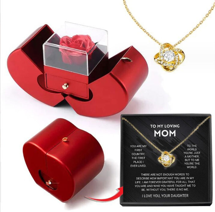 Clover Clavicle Necklace with Eternal Rose Gift Box - zenton