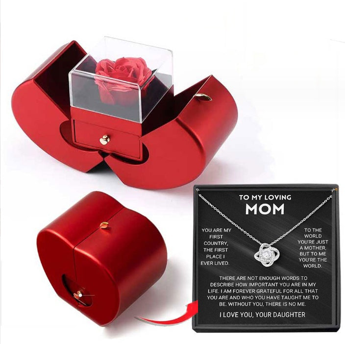 Clover Clavicle Necklace with Eternal Rose Gift Box - zenton
