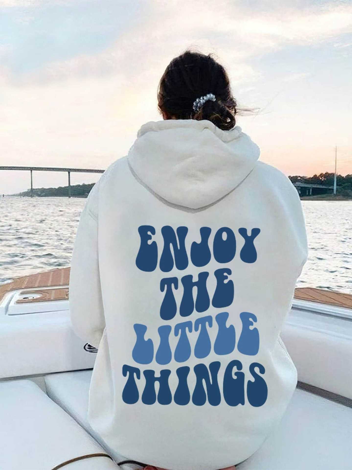 Oversized Hoodie with Back Text – “Enjoy the Little Things” - zenton