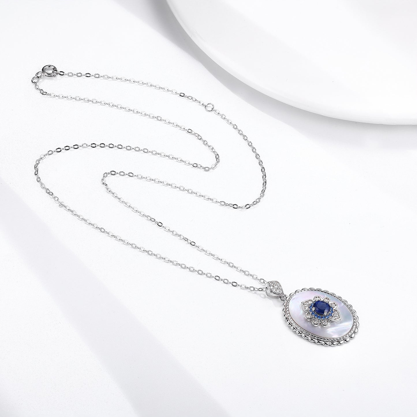 Sapphire & Diamond Jewel Pendant – 925 Sterling Silver Necklace for Women - zenton
