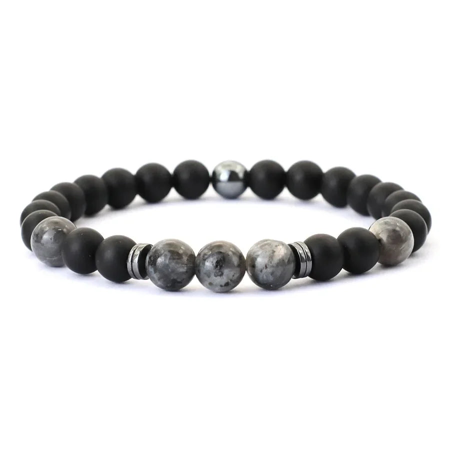 Men’s Black & Red Bead Jewel Bracelet – Casual Style - zenton