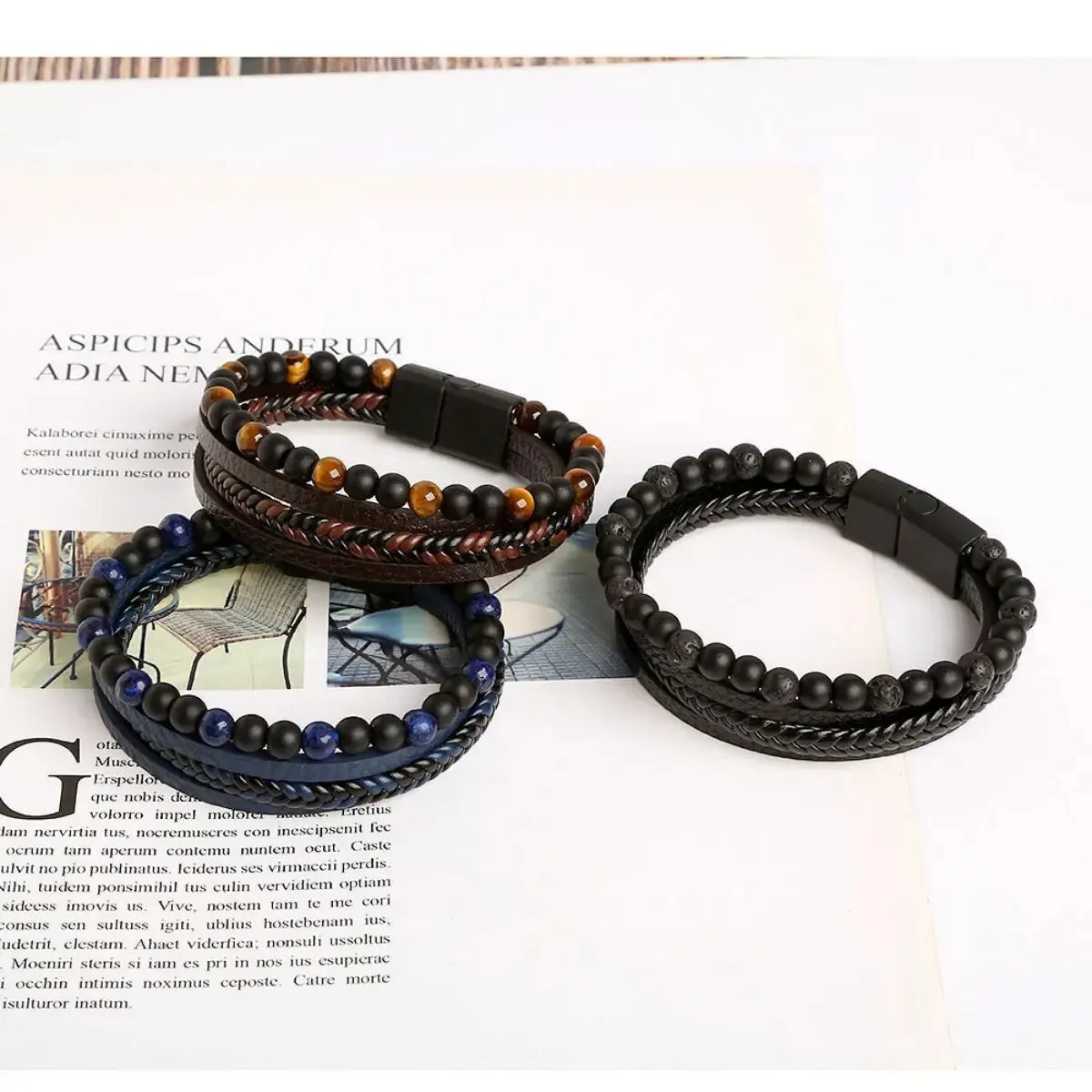 Layered Leather & Tiger Eye Bracelet – Handmade Jewels - zenton