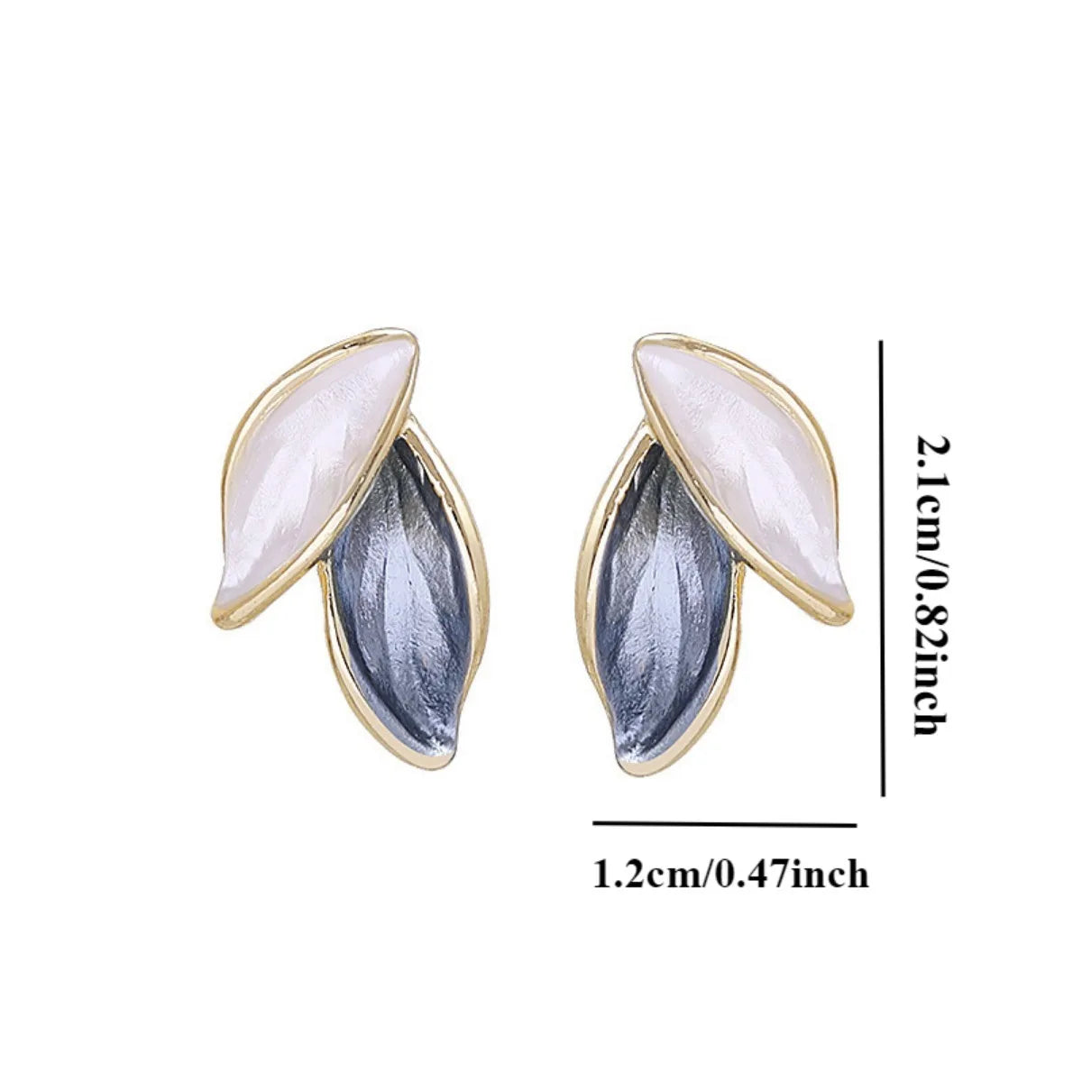 Retro Leaf Earrings – Elegant Blue & White Women’s Jewels - zenton