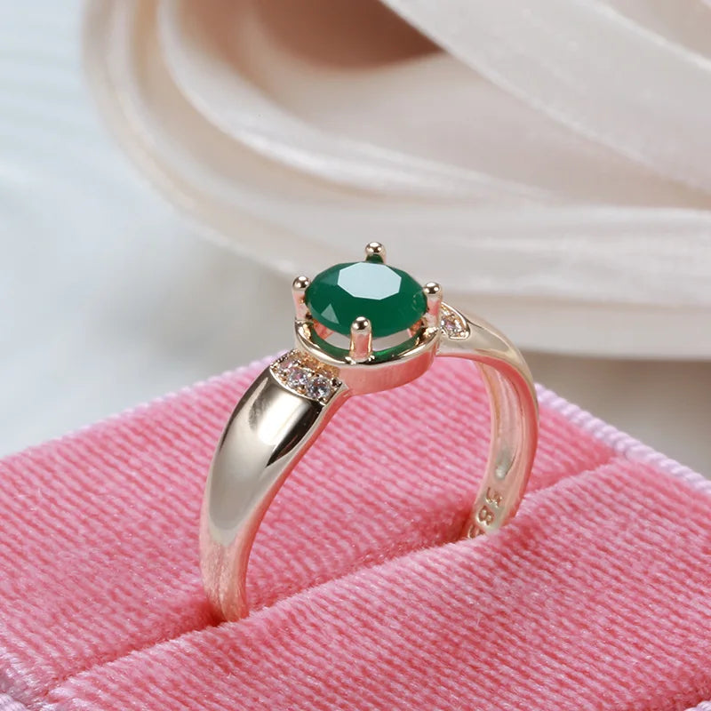 18K Gold Emerald & Diamond Jewel Ring for Women - zenton