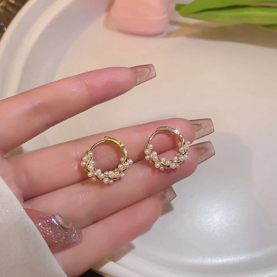 French Pearl Hoop Earrings – Elegant Women’s Jewels - zenton